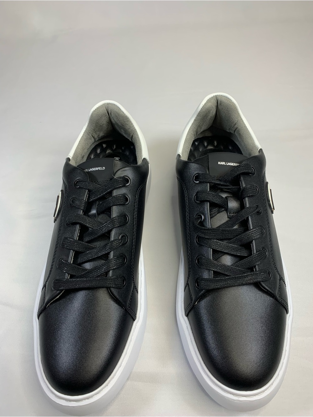 Loeffler Randall Black Low-Top Lace-Up Sneakers with White Sole